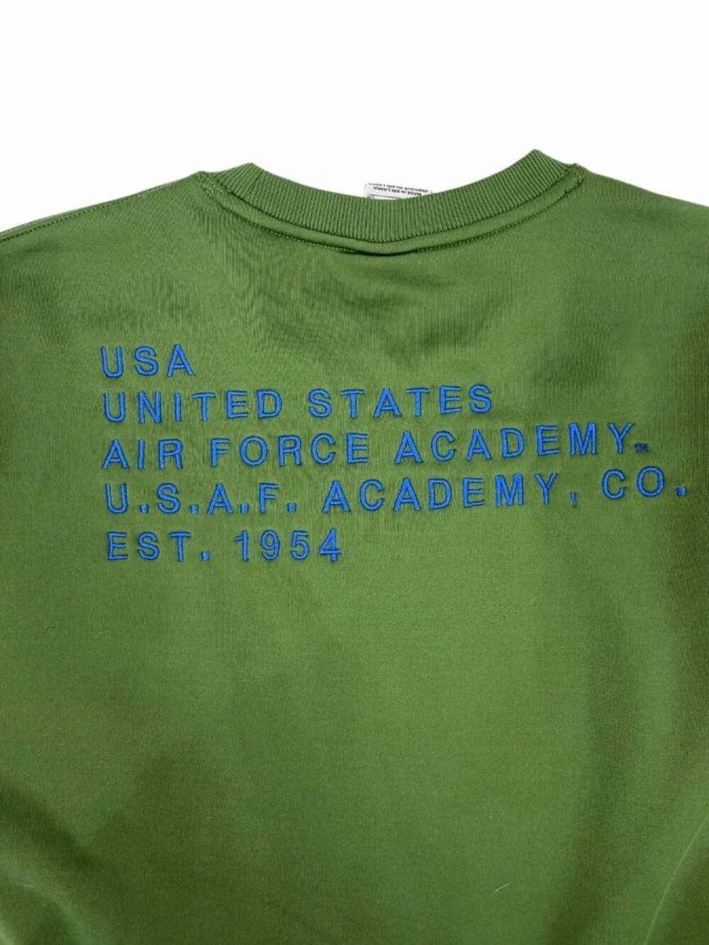 NIKE Men's Green Air Force Academy Crewneck Embroidered Patch Sweatshirt Small